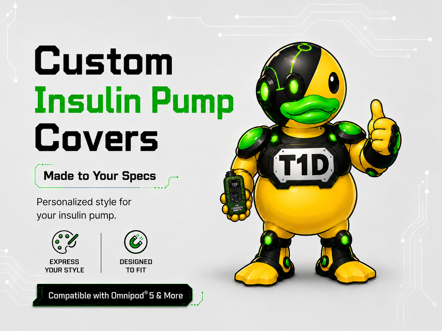 Custom insulin Pump Covers compatible with Omnipod® or Mobi®